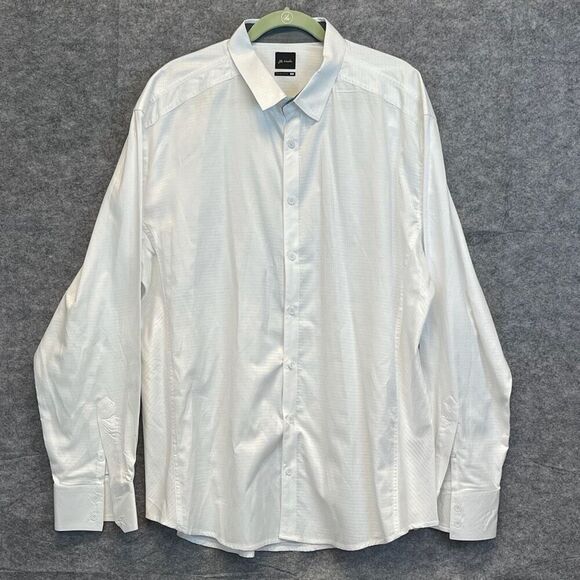 J.B. HOLT Shirt Men's 2XL White Textured Long Sleeve Athletic Fit Button Down - Picture 1 of 16